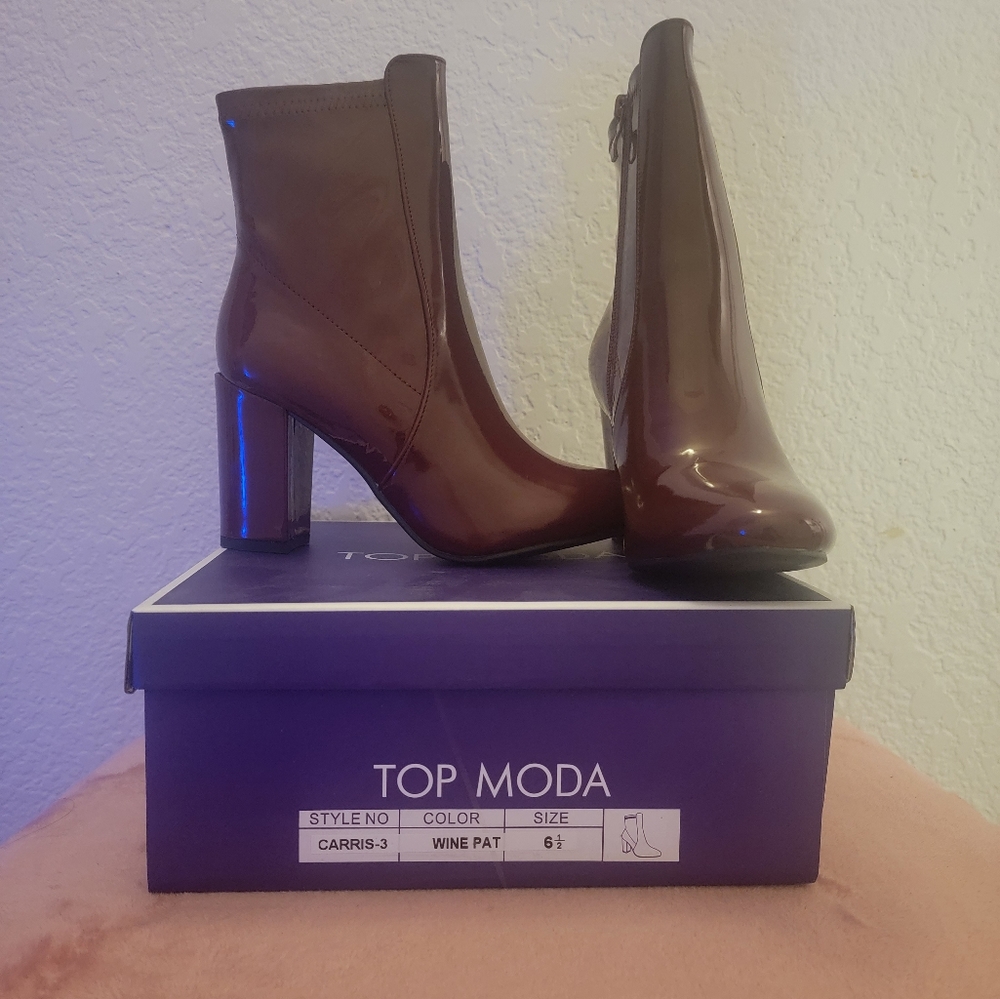 Faux leather red boots
